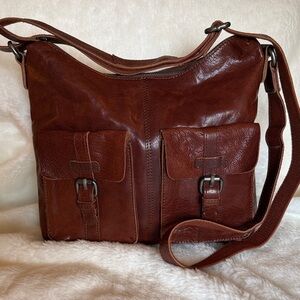 Spikes & Sparrow Genuine Leather Crossbody Bag - Brown